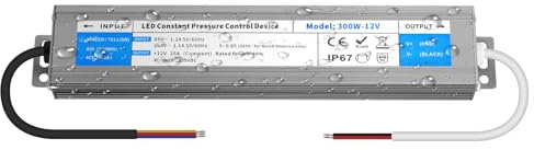 YOODI Transformateur 220V AC à 12V DC 25A 300W Convertisseur 12V Alimentation LED Driver IP67 Etanche Conducteur à Tension Constante Ultra Mince Adaptateur Transfo pour Bandes LED et Luminaires LEDs