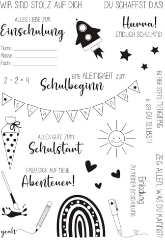 VBS Silikonstempel Schulanfang Set 23-teilig, Grußkarten, Scrapbooking, Geschenkverpackungen, Schachteln gestalten, Kombinierbar mit weiteren Stempeln