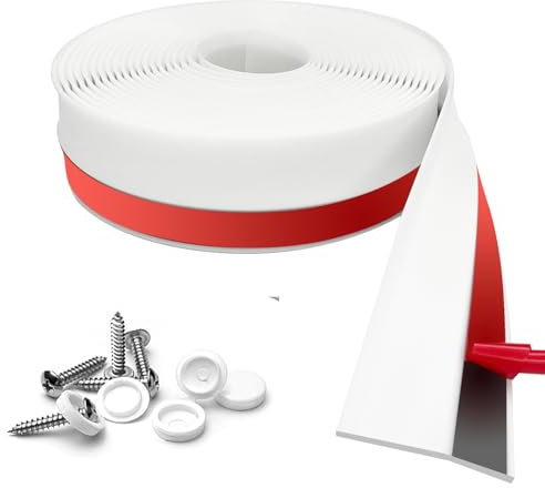 Garage Door Seal Top and Sides Seal Strip, 40FT Universal Garage Door Weather Stripping, Durable Garage Door Bottom Seal Replacement with Adhesive Backing and Screws (White, 40FT)