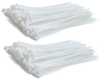 TERF® 100 Pcs White Cable Ties 160mm (6.3'') X 2.5mm Premium Nylon Zip Ties Wraps Secure Self Locking Mechanism Plastic Tie for Home Office Garden Garage Workshop and DIY