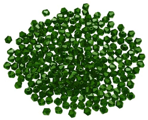 PATIKIL 1000pcs 4mm Bicone Glass Crystal Beads, Faceted Glass Spacer Beads for Jewelry Making Bracelet Necklace Earrings DIY Suncatcher Craft, Dark Green