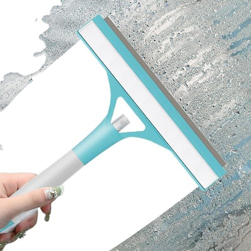 Window Glass Wiper Tool - Integrated Spray Bottle, Double-Sided Wiper | Long Lasting Commercial-Grade Mirror Glass Cleaner Tool for Bathroom Shower Tiles Hard-To-Reach Window Surfaces