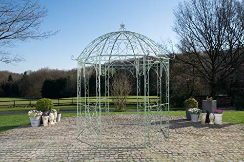 Unique Nature Rankpavillon mit Runddach, Rankhilfe und filigranen Verzierungen aus pulverbeschichtetem Metall – Ø 285 cm – Landhausstil Gartenpavillon, Rosenbogen, Rankhilfe