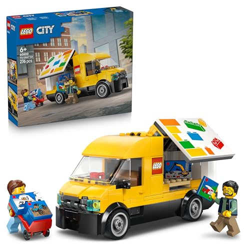 LEGO City The LEGO Van Toy - Delivery Truck Model Building Kit w/ 2 Minifigures, Trolley & Accessories - Birthday Gift Idea for 6+ Year Old Boys - 60500