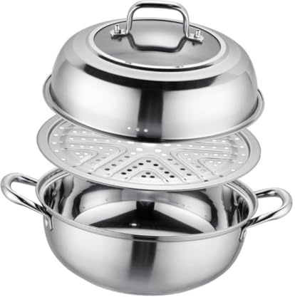 VERDANVERSE Thickened Stainless Steel Steam Pot with Lid Practical Household Cooking Stockpot for Induction and Gas Stoves Lightweight Non-Stick Soup Cooker