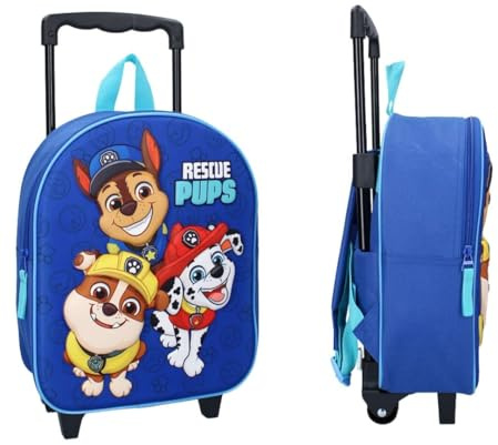 mybagstory - Sac à Roulette Pat Patrouille 3D – Enfant 32x26x11 cm – 1 Compartiment zippé – Trolley 2 Roues – Effet Relief – Idéal école Maternelle, Vacances ou Sorties
