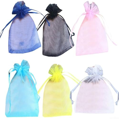 Bolsas de organza transpirables 100 unidades para protección contra insectos en jardines y huertos (azul poco profundo)