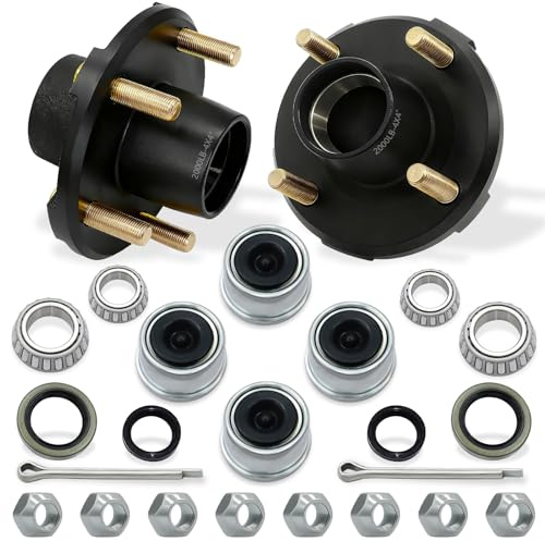 2 Sets 2000lb Trailer Hub Kit 4 Bolt 4 Trailer Hubs 4 Lug Fit 1 and 1-1/16 Axles Wheel Bearing Kit 4x4 Boat Axle Fit Straight Spindle