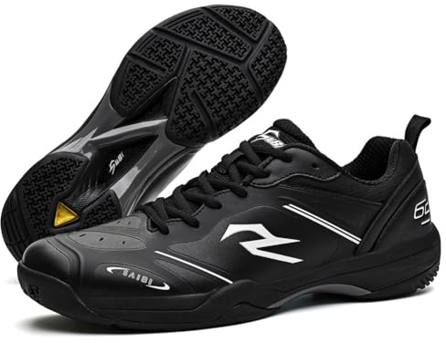 Wtharosa Court badmintonskor herr dam andningsbar ovandel mikrofiber anti-vridning mellansula EVA matchande gummisula lätt för multisportövning, svart, 39 EU