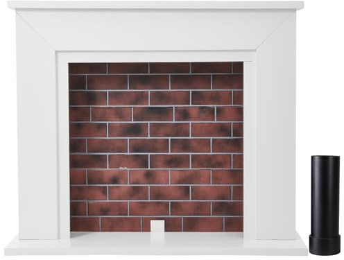 INMOZATA Fireplace Mantel Wooden Fireplace Surround Frame and Chimney for Electric Fires Free Standing 120X101CM