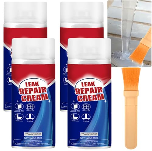 Crema sigillante impermeabile per riparazione istantanea di perdite, Crema sigillante e rivestimento impermeabile trasparente, agente impermeabilizzante multisuperficie per interni (Transparent,4PCS)