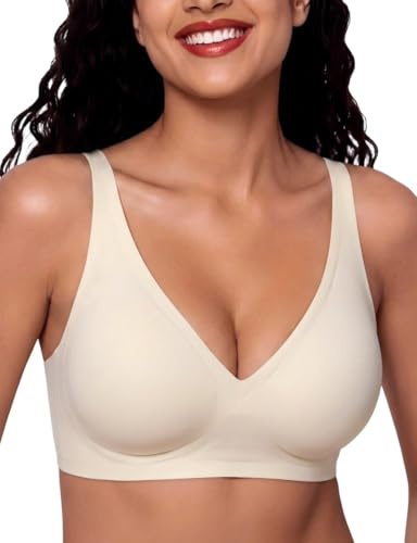 Bresdk Bralette Escote en V Profundo sin Aros Invisible Suave para Diario Nylon S
