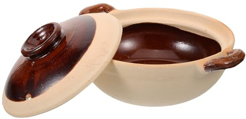 DECHOUS Casseruola di Terracotta da 500 Ml Doppia Maniglia, Pentola per Stufati Casalinghi ad Alta Temperatura, Vaso di Terracotta per Cucina Risparmio Energetico, Adatta per Fornelli