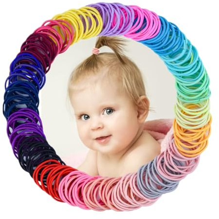 Baby-Haargummis für Mädchen, 100 Stück, klein, 2 cm, elastisch, Pferdeschwanz-Halter, keine Beschädigung, Haarschmuck für Säuglinge und Kinder