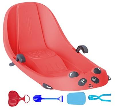 Trineo de nieve para niños al aire libre – snowboard de invierno individual y doble asiento, freno integrado, respaldo ergonómico, HDPE duradero | patio trasero seguro, parque infantil, parque