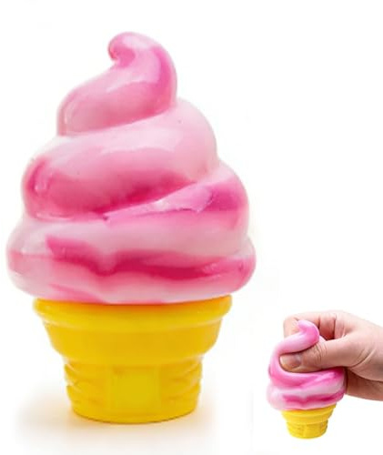 Ice Cream Squeeze Squishy, Ice Cream Cones Squeeze Squishy, 𝐈ce 𝐂ream 𝐒quishy, Slow Rise Sensory Fidget Toy (Pink)