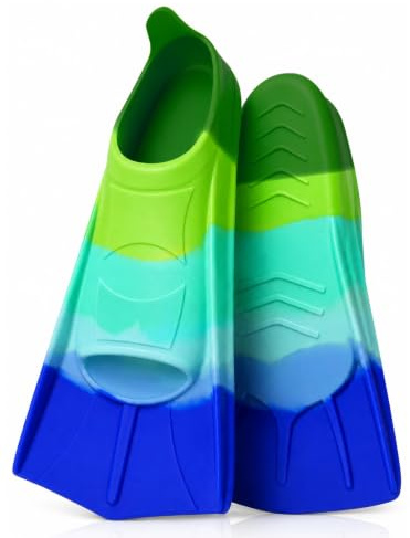 Schwimmflossen Kinder, Flossen Kinder, 100% Silikon Kurze Schnorchelflossen, Trainingsflossen für Erwachsene Kind Schwimm, Freiwasser, Schnorcheln, Tauchen für Anfänger