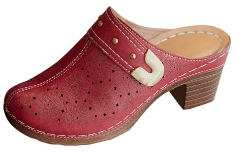 Sandaler damer med klack, höga klackar damer sandaletter plattform pantoletter läder klackskor fram stängda kilsandaler lätta platåpumps slip-on sportsandaler eleganta sommarskor