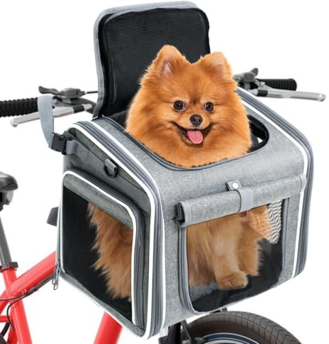 hundekorb Fahrrad vorne, Fahrradkorb Hund, hundekorb Fahrrad mit 4 Mesh-Fenster, Hunde Fahrrad Korb 4-Offenen Türen, fahrradkorb für Hunde für Kleine Katzen und Hunde