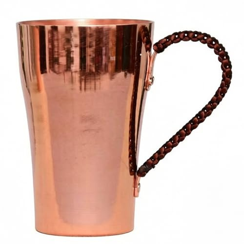 Xdyyjrasa Taza de cobre de alta pureza hecha a mano con asa Taza martillada única de 400 ml - Tazas de cobre para bebidas frías y calientes