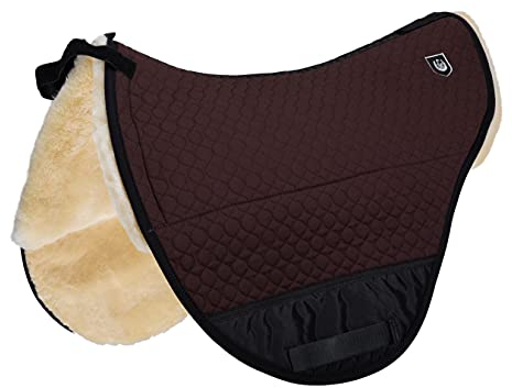 Werner Christ ® Champ für Baumlose Sättel & Endurance Sättel aufpolsterbares Lammfellpad, Sitzbereich aus echtem Fell, für Sommer und Winter, in braun, Größe Pony