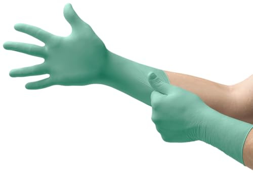 Ansell Microflex 25-201 Gants Jetables Néoprène, Gant Usage Unique Haute Qualité, Protection Chimique et Mécanique, Risques Industriels, EPI Professionnel, Vert, Taille M (100 Gants)