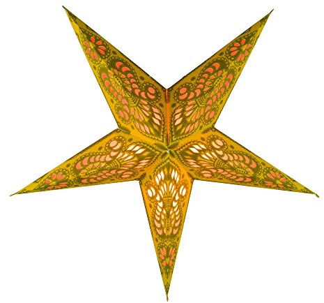 GURU SHOP Faltbarer Advents Leucht Papierstern, Weihnachtsstern 40 cm - Menor Small Yellow