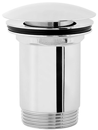 Bonde lavabo Clic-Clac Pop-Up OMNIRES® | Siphon pour lavabo Click-Clack | Salle de bain, lavabo accessoires | Couleur : Chrome, couverture : ronde, arqué