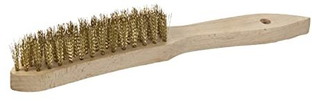 kwb Spazzola metallica in ottone con manico in legno, spazzola di alta qualità per una pulizia delicata, lunghezza 275 mm