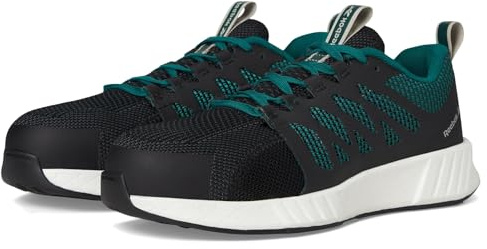 Reebok Rb431 Fusion Flexweave - Zapatos deportivos de trabajo para mujer, punta compuesta, color negro y gris industrial, negro, verde azulado, (Teal and Black, 44 EU
