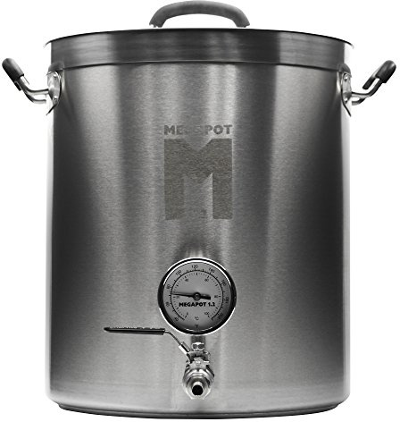 Northern Brewer - MegaPot Stainless Steel Brew Kettle with Volume Markings (8 Gallon w/Valve and Thermometer)
