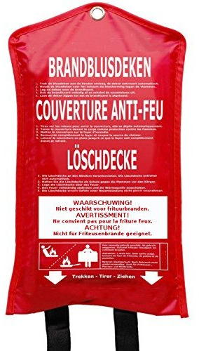 Brandschutz Feuerlöschdecke ca. 100x100cm geeignet für die Innenräume jedoch auch an offenen Feuerstellen