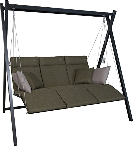 ANGERER Hollywoodschaukel Relax Smart Olive | Gartenschaukel Made in Germany, Schaukel zum Sitzen, Liegen und Entspannen, inklusive Bett-Funktion, einfache Montage