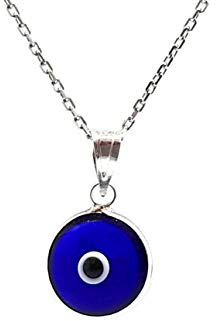Mystic Jewels By Dalia - Collar Mal de Ojo de Cristal Azul para la Buena Suerte - Plata de Ley 925 - Cadena 40 a 45 cm Longitud, para la Navidad, Boda, Dia de San Valentin