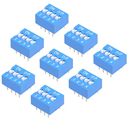sourcing map 8Stk DIP-Schalter Abstand für Leiterplatten 1 bis 4 Bit, 2,54 mm blau