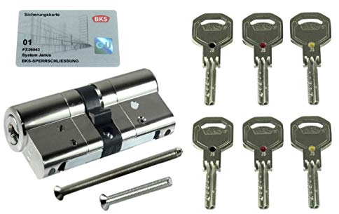 BKS Sicherheits Profilzylinder Janus Serie 46 (Sonderedition Schwarz/Rot/Gold), incl. 6 Schlüssel, Baulänge: 40/70 mm mit Not und Gefahrenfunktion incl. SN-TEC Montagematerial