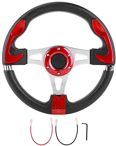 Volant, volant de sport automobile de 320 mm/12,5 pouces avec pièces modifiées universelles automatiques pour bouton de klaxon(rouge)