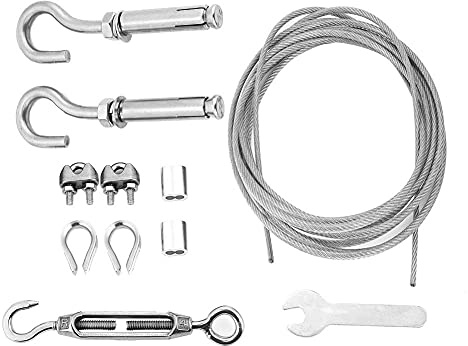 Kit per stendibiancheria esterno, fune per stendibiancheria impermeabile anti-cedimento, cavo per stendibiancheria resistente, con tenditore a vite e ganci, come filo per stendibiancheria(8M)