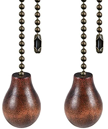 Akahttbn Ceiling Fan Chain Extenders - 12 Inch Walnut Wooden Pendant Pull Chain Extension for Ceiling Light Lamp - 2 Pcs (Bronze)