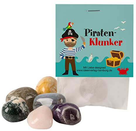 10x Piraten Glückssteine für Kinder / Glücksbringer Stein Piraten Klunker als Mitgebsel Kindergeburtstag Piraten / Glücksbringer Kinder / Piraten Geburtstag Mitgebsel Kinder / Seeräuber Schatz
