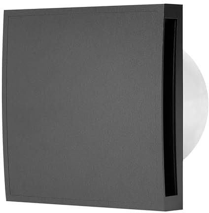 Stylish Bathroom Extractor Fan 125mm / 5 Kitchen Ventilator with Front Cover (with Timer, Anthracite)