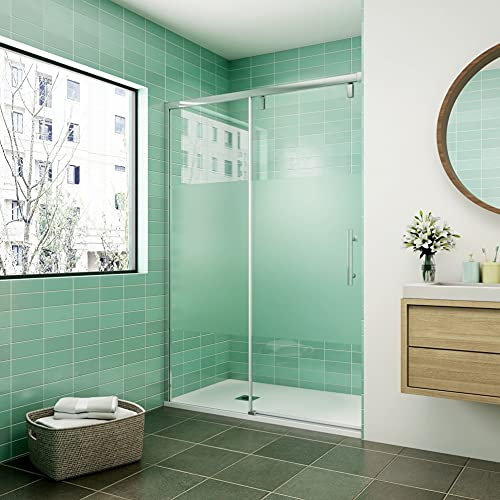 AICA porte de douche coulissante 160x190cm verre sablé au centre avec l'amortisseur porte coulissante