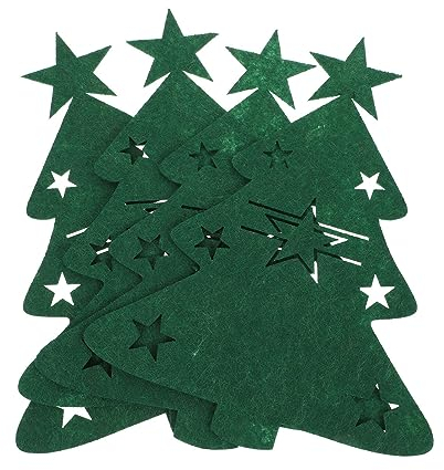 Weihnachten Besteckhalter Weihnachtsbaum Bestecktasche Besteckbeutel Besteckhülle Messer Geschirr Tasche Geschirrhalter Weihnachtsdeko für Party Abendessen Esstisch Deko 4 Stück