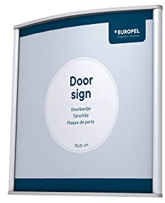 EUROPEL Türschild einfach und elegant, leicht gewölbt 15X15cm. Schrauben oder kleben, Quer- oder Hochformat, PVC-Entspiegelte Abdeckscheibe, Farbe silber, inkl. Montagematerial (Schrauben+Klebeband)