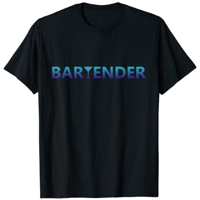 Bartender with Martini Glass T, Blue Umbre Men Women T-Shirt