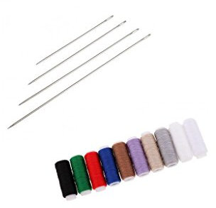 Easnea 14-teiliges Set mit langen Nadeln und farbigem Polyester-Jeansfaden zum Nähen schwerer Stoffe, Polsterarbeiten, Tufting, Binden von Steppdecken, DIY-Puppen, Teddybären und Plüschtiere
