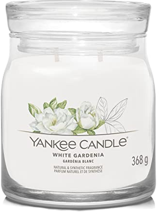 Yankee Candle Signature doftljus | Vit Gardenia medium burkljus med dubbla vekar | Sojavaxblandning, långt brinnande ljus | perfekta gåvor för kvinnor (1630672E)