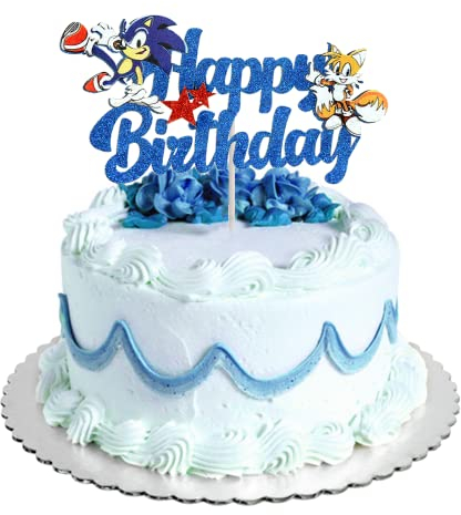 Décorations de Gâteau pour Sonic, Sonic Fête Cake Topper, Cupcake Topper, Decoration Anniversaire Gateau, Gâteau Toppers Enfants, Décoration De Gâteau à Thème, Sonic Gâteau Topper