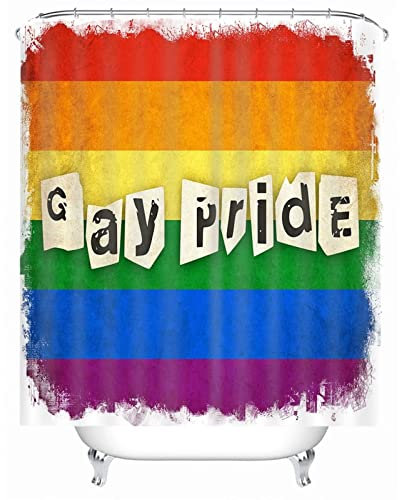 Stfery Duschvorhang Vintage Style, Duschvorhang Farbig Bunt Regenbogen Gay Pride 150x200 Polyester Bad Vorhang Badezimmer Dekoration