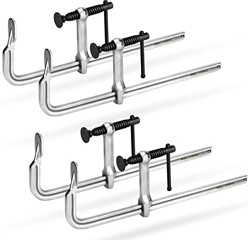SHALL 4-Pack Bar Clamps Set, 12-Inch Light-Duty Drop Forged Steel Bar Clamps, Steel F Clamps with Max 450Lbs Load Limit for Welding, Woodworking, Metal Working, DIY and Crafts